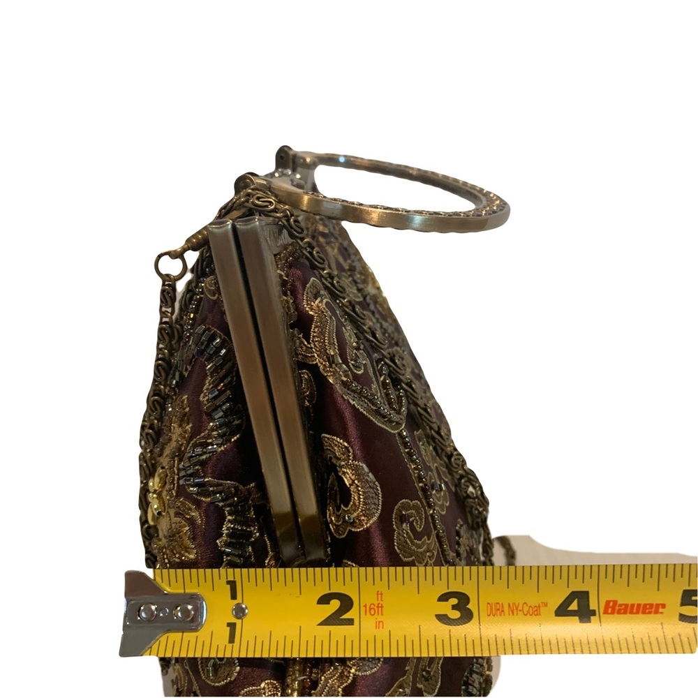 Vintage Brown Beaded Embroidered Chain Purse - Picture 16 of 16